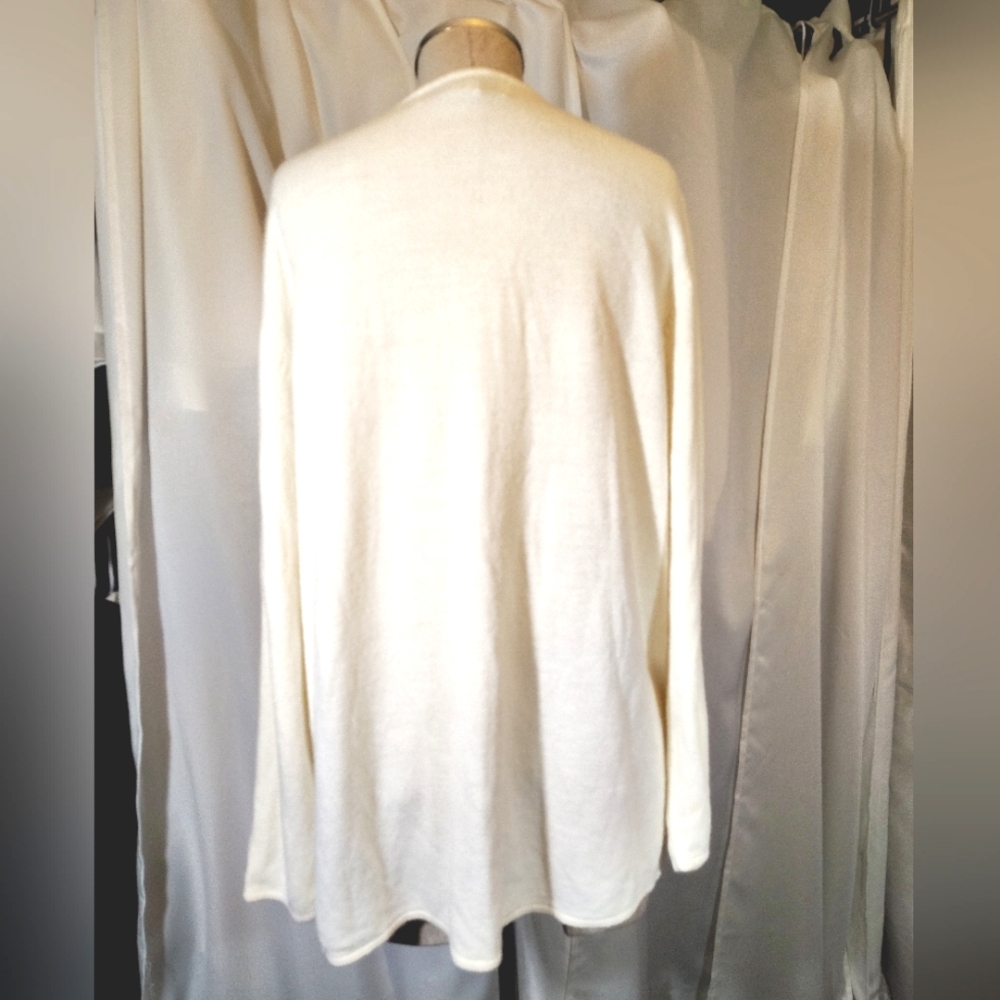 Norton McNaughton V- Neck Sweater, Ivory Bead + Ivory Sequin, Soft, Women, L - Picture 5 of 9